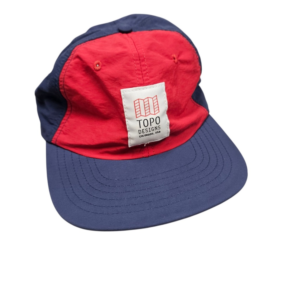 Topo Designs Runner Hat Unisex Red Navy‎ Blue Nylon Colorblock Gorpcore Cap